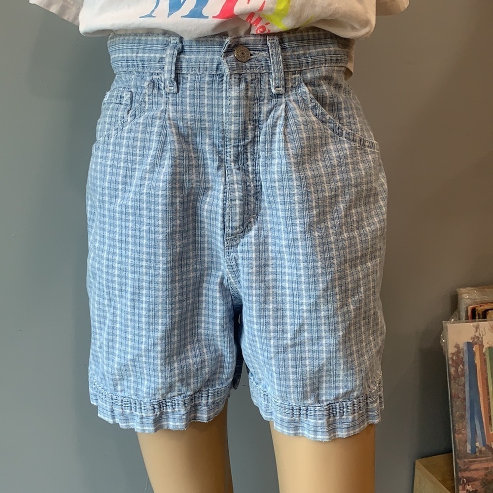 High waisted plaid mom festival casual pleated LEE shorts vintage-6
